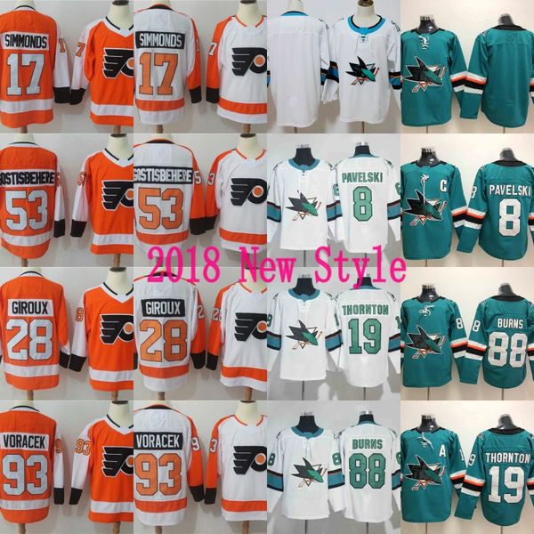

Flyers Jersey 17 Wayne Simmonds 53 Shayne Gostisbehere 93 Jakub Voracek 8 Joe Pavelski 19 Joe Thornton 88 Brent Burns Sharks Jerseys