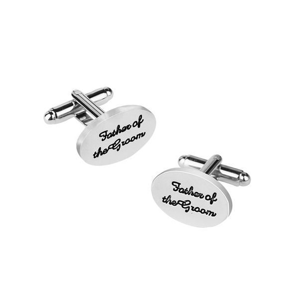 

wedding gift tuxedo stylish cufflinks silver plated oval handstamped father of the groom bride french shirt cuff links jewelry, Golden;silver
