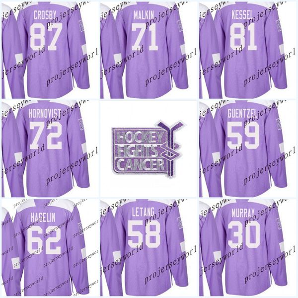 

Youth 87 Sidney Crosby Purple Fights Cancer 71 Evgeni Malkin 72 Hornqvist 59 Jake Guentzel 81 Phil Kessel 30 Matt Murray Hockey Jerseys