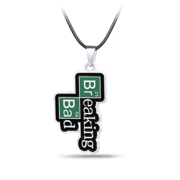 

tv breaking bad necklace symbol br ba metal pendant rope chain choker necklaces charm gifts men jewelry, Silver