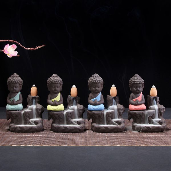 

Малый Будда обратный поток курильница фиолетовый песок монах курильница мини керамика оригинальность орнамент аромат горной воды изысканный 12ds bb
