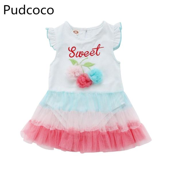 

newborn toddler baby girls striped romper jumpsuits outfits tutu dress clothes, Red;yellow