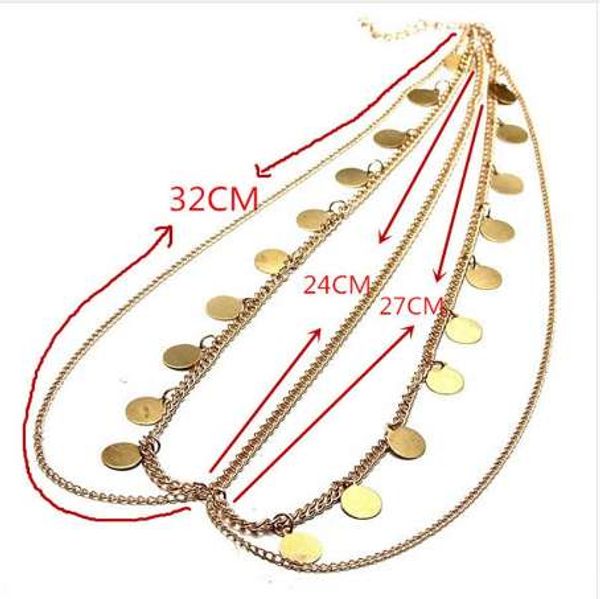 

classic mutilayer gold hair jewelry round sequins head chain fashion head jewelry for women t023, Slivery;golden