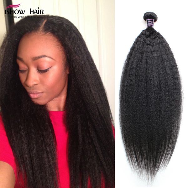 ISHOW 10A Brasiliano Kinky Dritto 3 Pz Virgin Remy Capelli Estensioni Malese Capelli umani Bundles Colore naturale per le donne Ragazze Tutte le età 8-28 pollici