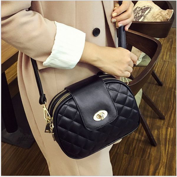 

mini bag messenger bag new fashion hardware lock korean version of the rhombic package three-layer female bag