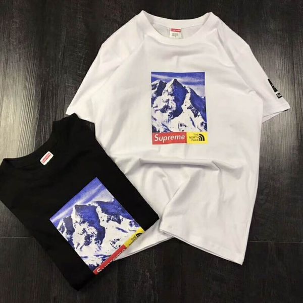 

три модели лето футболка с письмом снег горы роскошный дизайнер мужчины топы одежда круглый вырез женщины с коротким рукавом рубашки m-xxl, White;black