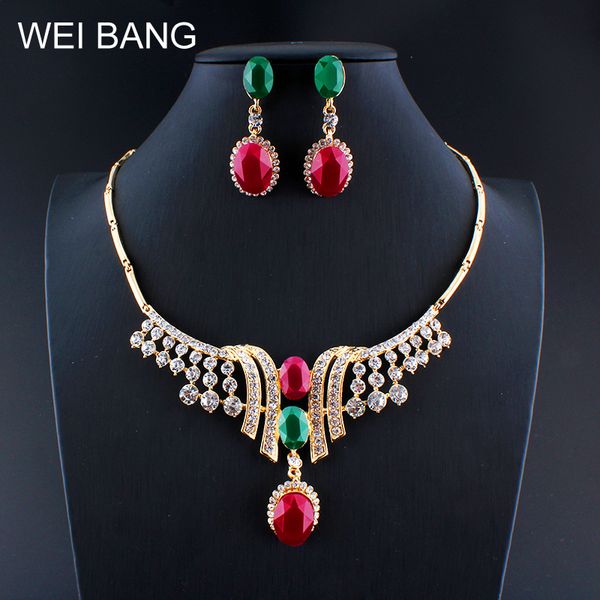 

weibang turkish women vintage jewelry set necklace earrings gold color resin clothing accessories gift dropshipping, Silver