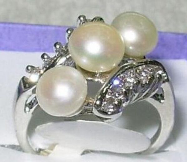 

fashion jewelry white pearl ring size 7/8/9/10, Silver