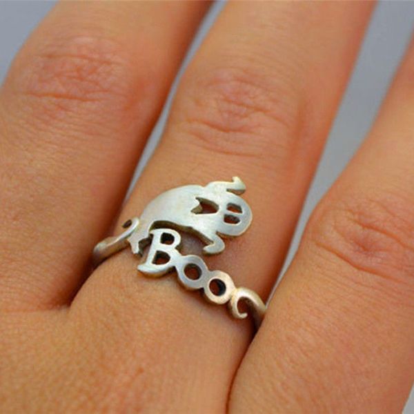 

euramerican halloween jewelry creative anime ghost boo open ring for women men finger rings adjustable jewelry for party anillos, Silver
