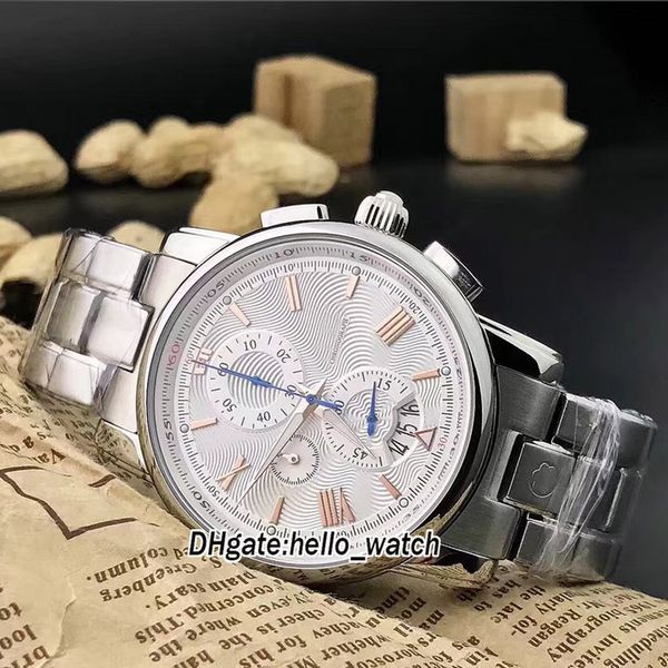 4810 Series Big Date U0114856 Branco Mostrador Japonês Quartz Chronogrph Mens Watch Pulseira De Aço Inoxidável Cronômetro Gents Novos Relógios