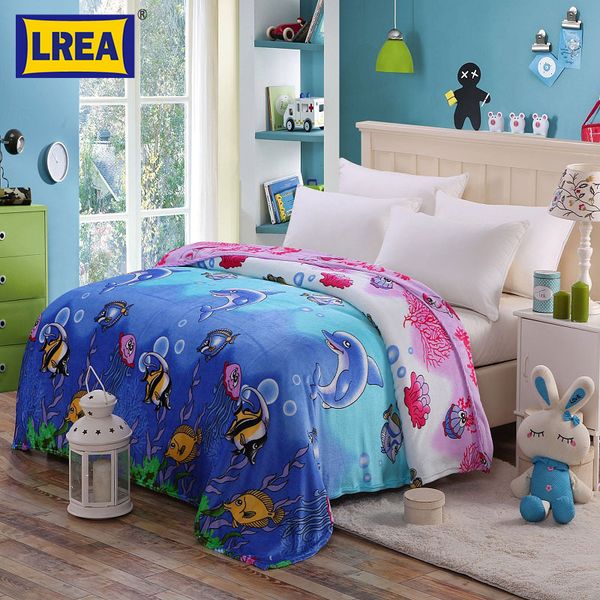 

brand 3sizes marine animal style soft throw blanket for sofa couch cozy warm flannel fleece throw blanket bedding children lrea