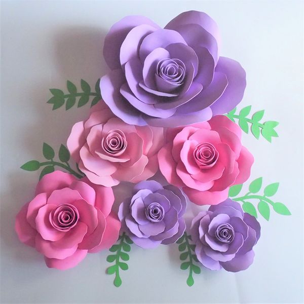 

giant foam paper flowers backdrop 6pcs + leaves 6pcs for wedding & event outdoor decor artificial handmade crafts mix sizes