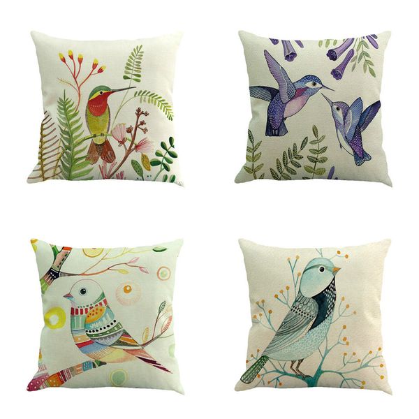 

branches bird linen pillow cover throw pillowcase home bedroom brand new comfortable droship 45cm*45cm 10aug 1 pillow case