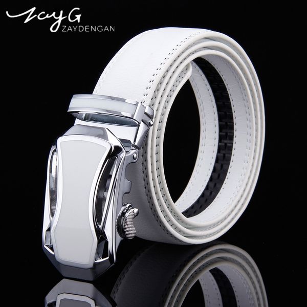 

zayg designer mens simple white belt best quality first class real genuine leather man belts alloy buckle weddin, Black;brown
