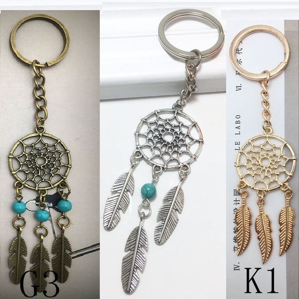 

antique silver brass gold key chains dream catcher feather bead charm dreamcatcher keyring keychain car bag decorations women jewelry
