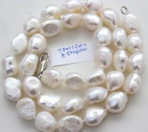 

9mm south sea natural baroque white pearl necklace, Silver