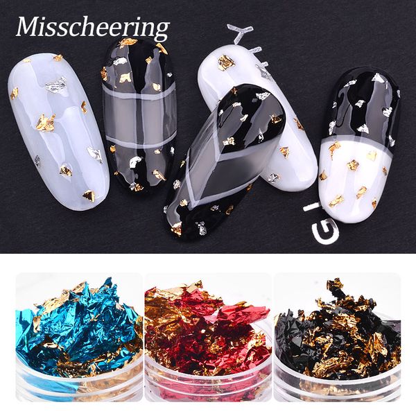 

new arrivals colorful glitter aluminum foils nail art sticker 3d flake stickers diy manicure uv gel polish nail decoration tools, Black