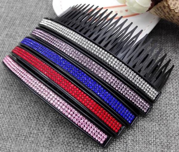 

10pcs/lot 3 row crystal hair clip barrettes comb accessories for women girls jewelry gift hj688, Golden;silver