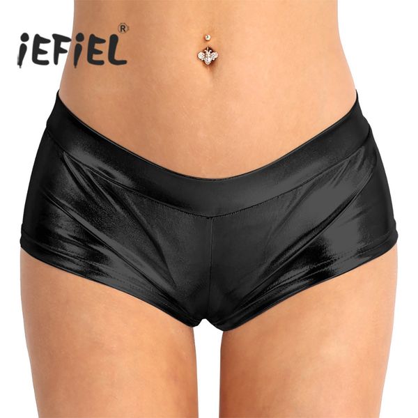 

new women ladies fashion shiny faux leather low waist shorts clubwear for dancing raves festivals costumes cosplay, White;black