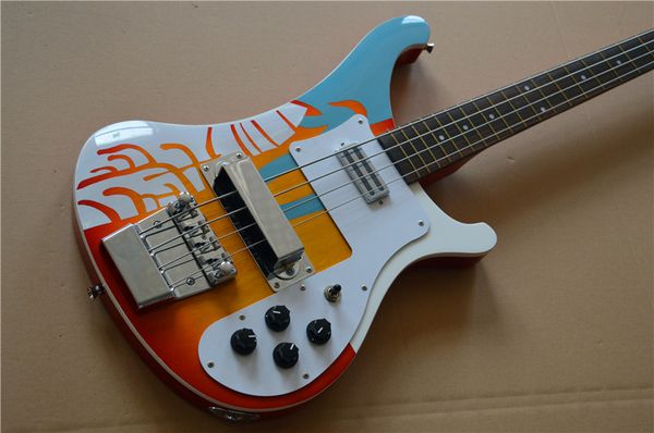 

Factory cu tom black red 4 tring electric ba guitar with white pickguard ro ewood fretboard white binding