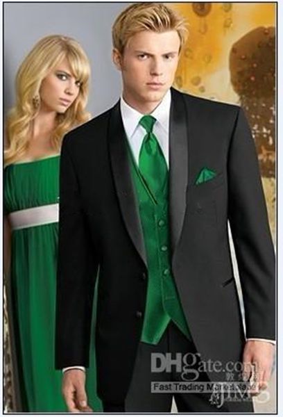 

новый groom tuxedos воротником полушерстяные дружки шафером костюмы (куртка + штаны + tie + vest) 136, Black;gray