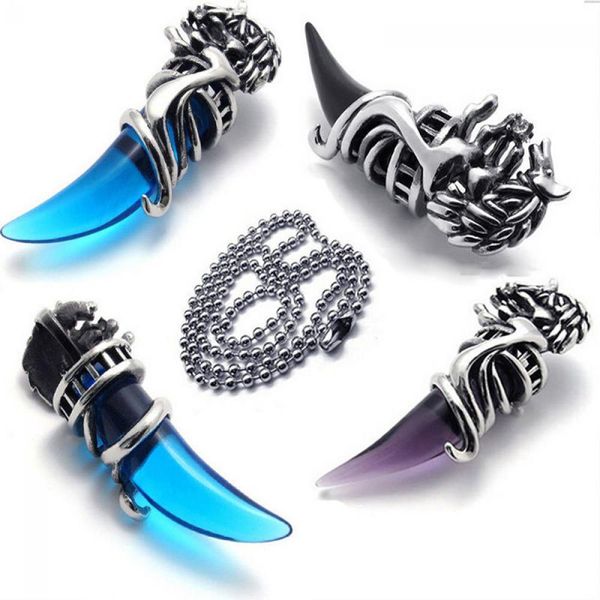 

мода мужчина античная мода прохладная из нержавеющей стали wolf tooth venturer подвески цепи ожерелья ювелирных изделий мужского, Silver