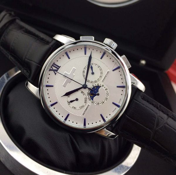 

automatic leather movement mechanical steel stainless mens gold wristwatches fashion mens watch sports self-wind brown sheeu, Slivery;brown