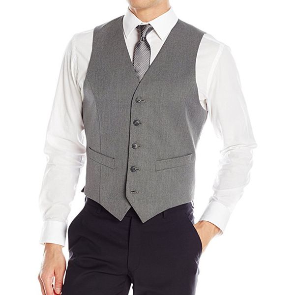 

custom made formal slim fit business men's heather plain-weave tailored-fit five-button vest men vests, Black;white