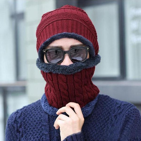 

new fashion winter men women warm windproof knitted hat new arrival solid color sports neck bonnet neck warmer cap 2018