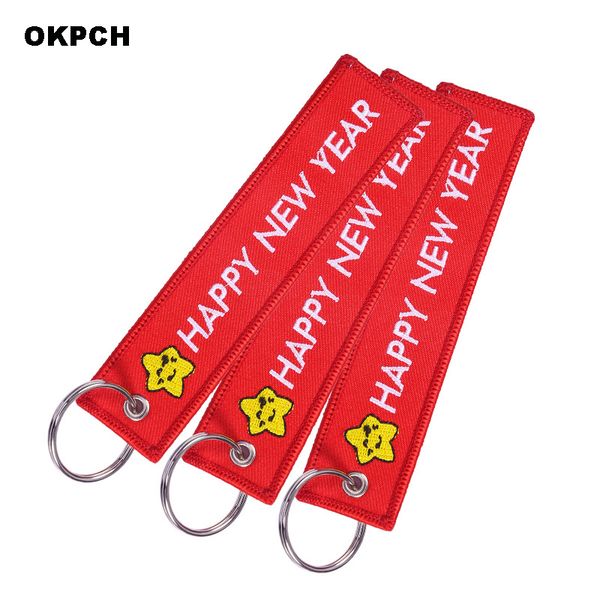 

happy new year embroidery key chain jewelry fashion biker white heartbeats embroidery key fobs, Silver