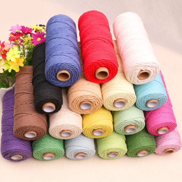 3mm x 200m Colorful Cord Rope Natural Beige Cotton Cord Twisted Craft Macrame String DIY Home Textile Decorative supply