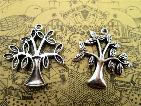 

15pcs-tree charms,antique tibetan silver metal fingerprint trees charms pendants 32x31mm, Bronze;silver
