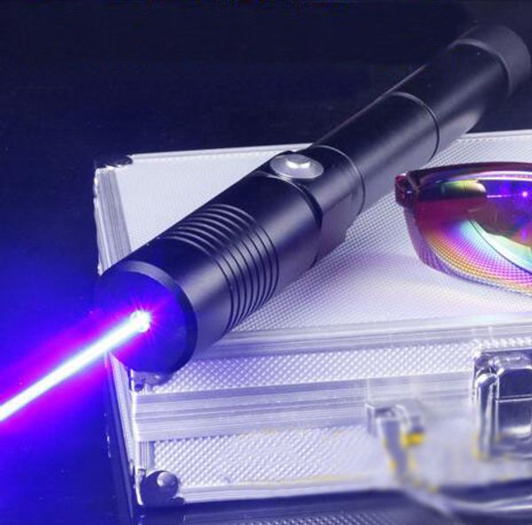 

black monster 450nm 2000000m blue laser pointer laser pen laser torch use 2x18650 +charger+glasses+ metal box