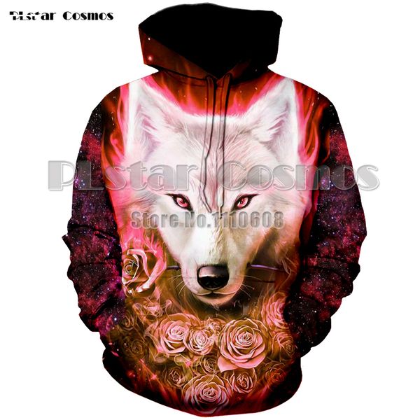 

plstar cosmos colorful wolf 3d hoodies sweatshirts men women hoodie casual tracksuits fashion brand hoodie coats, Black