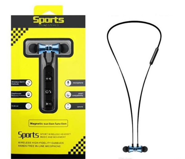 

Xt11 wirele bluetooth headphone port in ear bt tereo magnetic earphone head et earbud with mic for iphone x 8 am ung with package