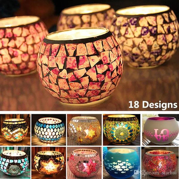 

circular mosaic glass candlestick holder home decoration lantern candle holders for party wedding christmas not include candle wx9-312