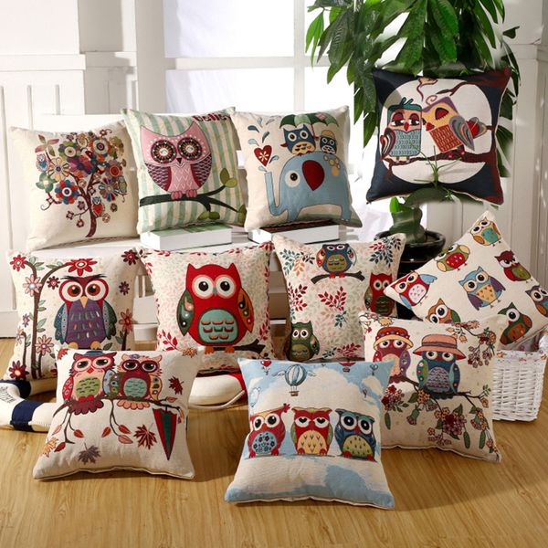 

cute owl decorative pillow cover fashion sofa cushion cover bring color throw pillow cases bh016