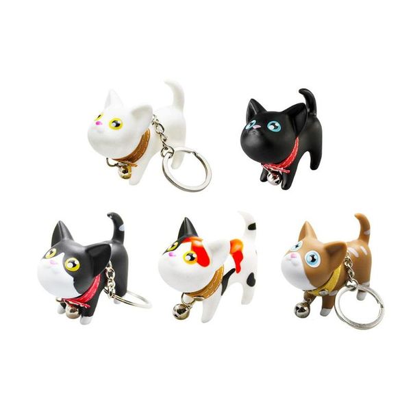 

jocestyle fashion cute cartoon cat key chain shake head bell key rings kitten cat car creative bag keychains for women girl, Silver