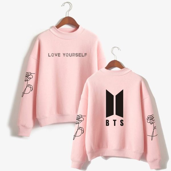 

2018 bts love yourself kpop women turtleneck hoodies sweatshirts hoodies streetwear hip-hop bangtan boys jimin clothes, Black