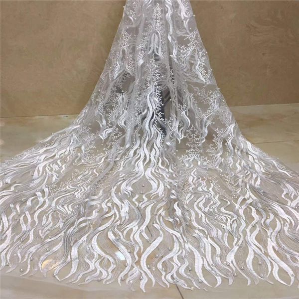 

double applique gauze french lace fabric 2018 latest african embroidery beaded lace fabric beads bride jx1095b-1, Black;white
