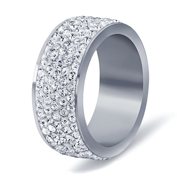 

5 row lines clear crystal jewelry for men women fashion stainless steel engagement rings 10pcs ing, Golden;silver
