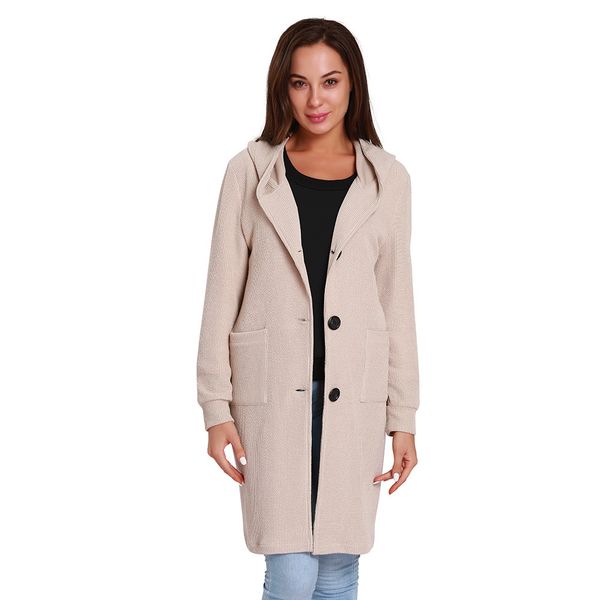 

2018 new women knitted jacket casual loose winter autumn europe long sleeves single breasted pockets coats outwear wj42, Black;brown