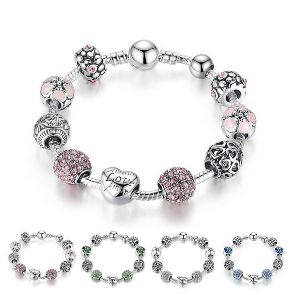 Braccialetto di perline da donna di vendita calda braccialetti con pendenti in cristallo con fascino brillante accessori per feste regalo di compleanno nave libera