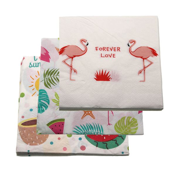 

20pcs/bag birthday party paper napkin pink flamingo/unicorn servilletas tissue napkins wedding decoration summer party supplies