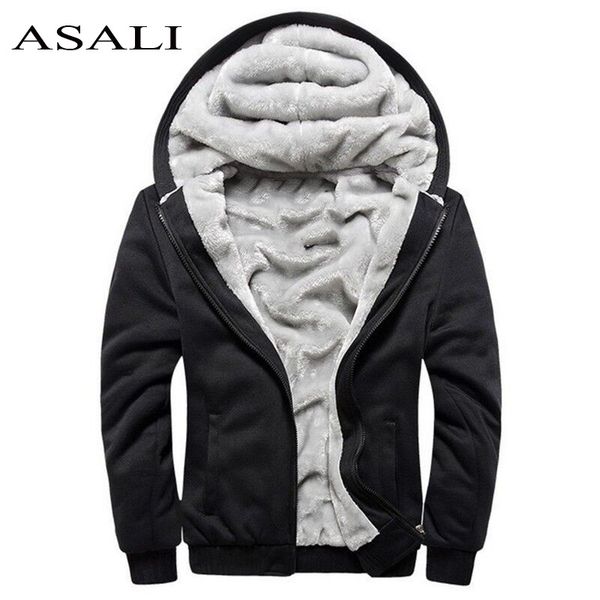 

bomber jacket men overcoat hooded velvet wool winter spring thick warm casual hip hop male jackets and coat solid color clothing, Black;brown