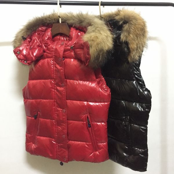 

m365 ladies women winter body warmer real raccoon fur gillets vest uk popular gilets jacket warm down anorak vest parka jacket china size, Black