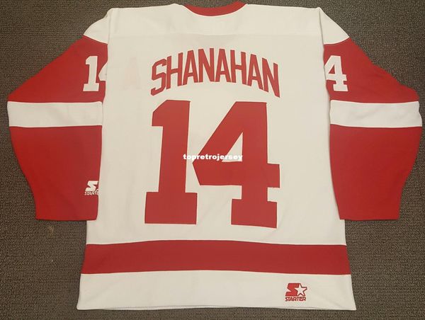 

wholesale custom brendan shanahan vintage starter detroit red wings hockey jersey white mens retro jerseys, Black;red