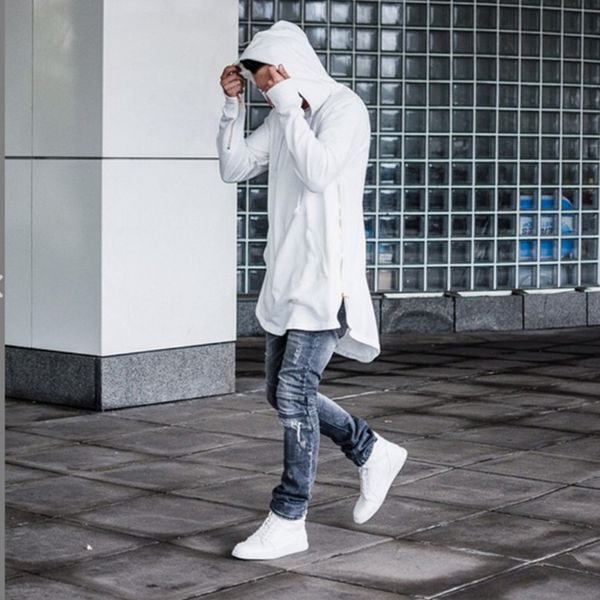 

envmenst 2017 autumn hoodies full sleeve kangaroo pocket side zippers streetwear hip hop pullover men sudaderas hombre, Black