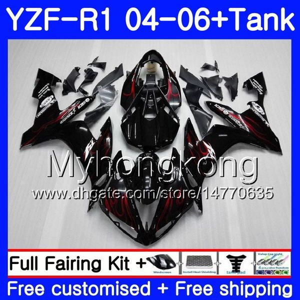 Karosserie + Tank für Yamaha YZF R 1 YZF-1000 YZF 1000 YZFR1 04 05 06 232HM.6 YZF1000 YZF-R1 04 06 YZF R1 Red Flames Stock 2004 2005 2006 Verkleidung