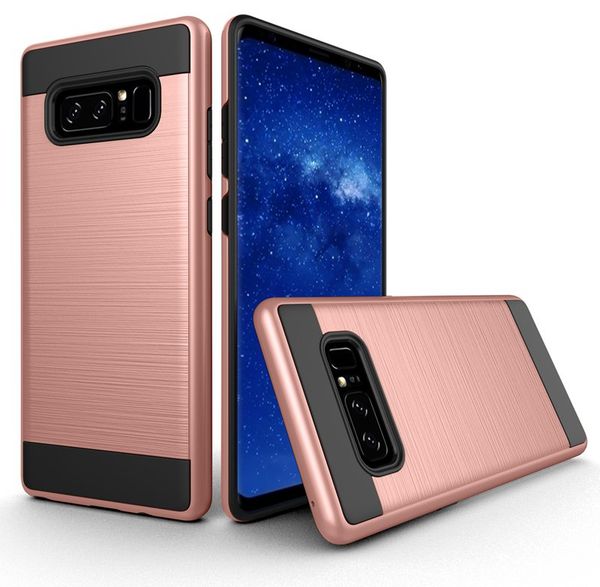 

brushed metal texture shockproof heavy tough hybrid armor protective hard case cover for samsung galaxy note 8